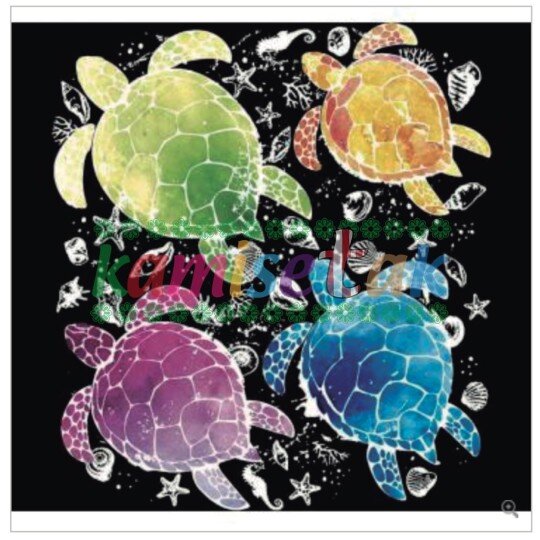 Diseño "Cuatro tortugas" para tu prenda | Kamisetak